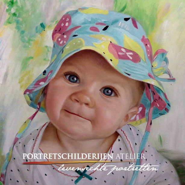 Kinderportret geschilderd van foto Portretschilderijenatelier