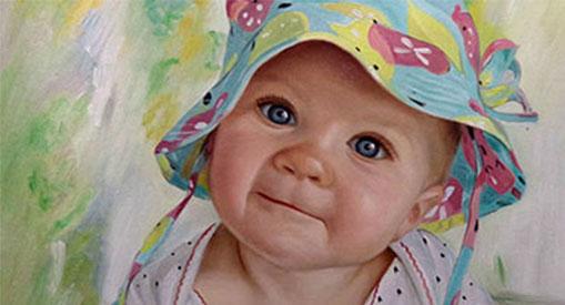 Babyportretten artistiek geschilderd door Portretschilderijenatelier